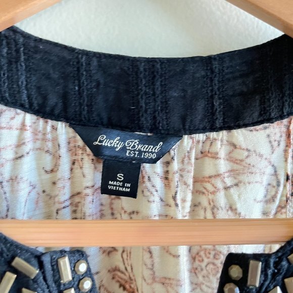 Lucky Brand Split Neck Studded Tank Top Womens Size S Printed - Picture 2 of 8